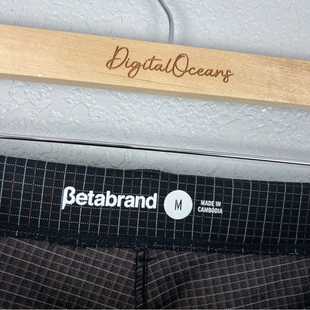 Betabrand Windowpane Print Classic Dress Pant Yoga Pant M Black, Brown, Silver - Picture 4 of 9